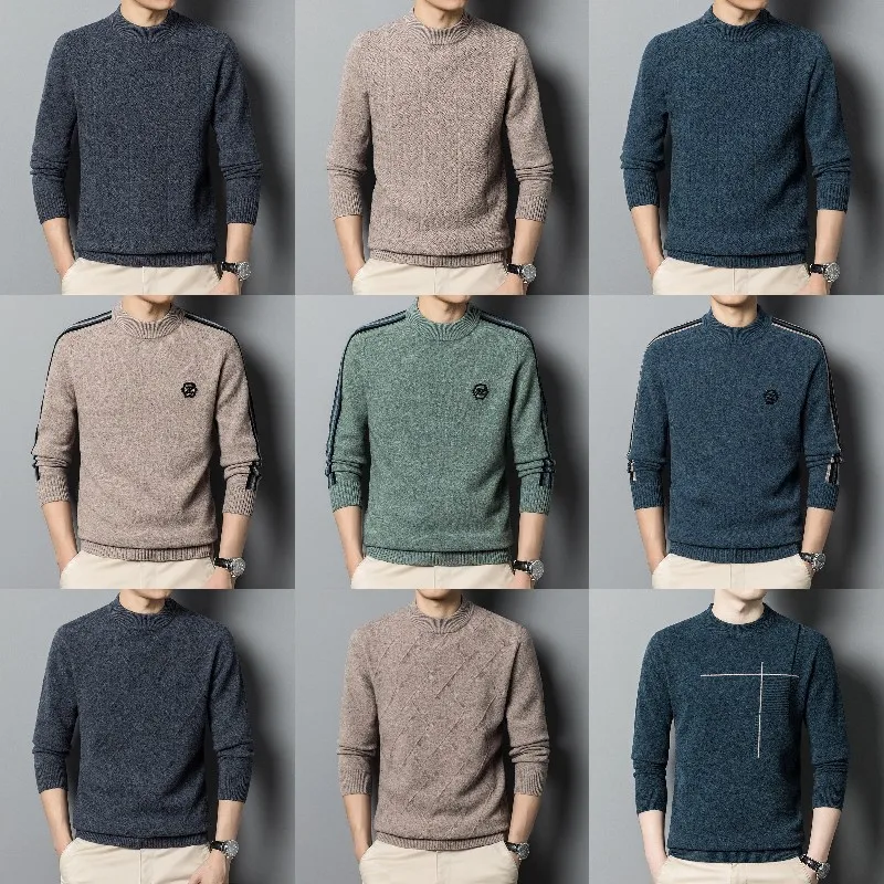 2022 Wholesale Round Neck Pullover Knitted Plus Size Men's Sweater