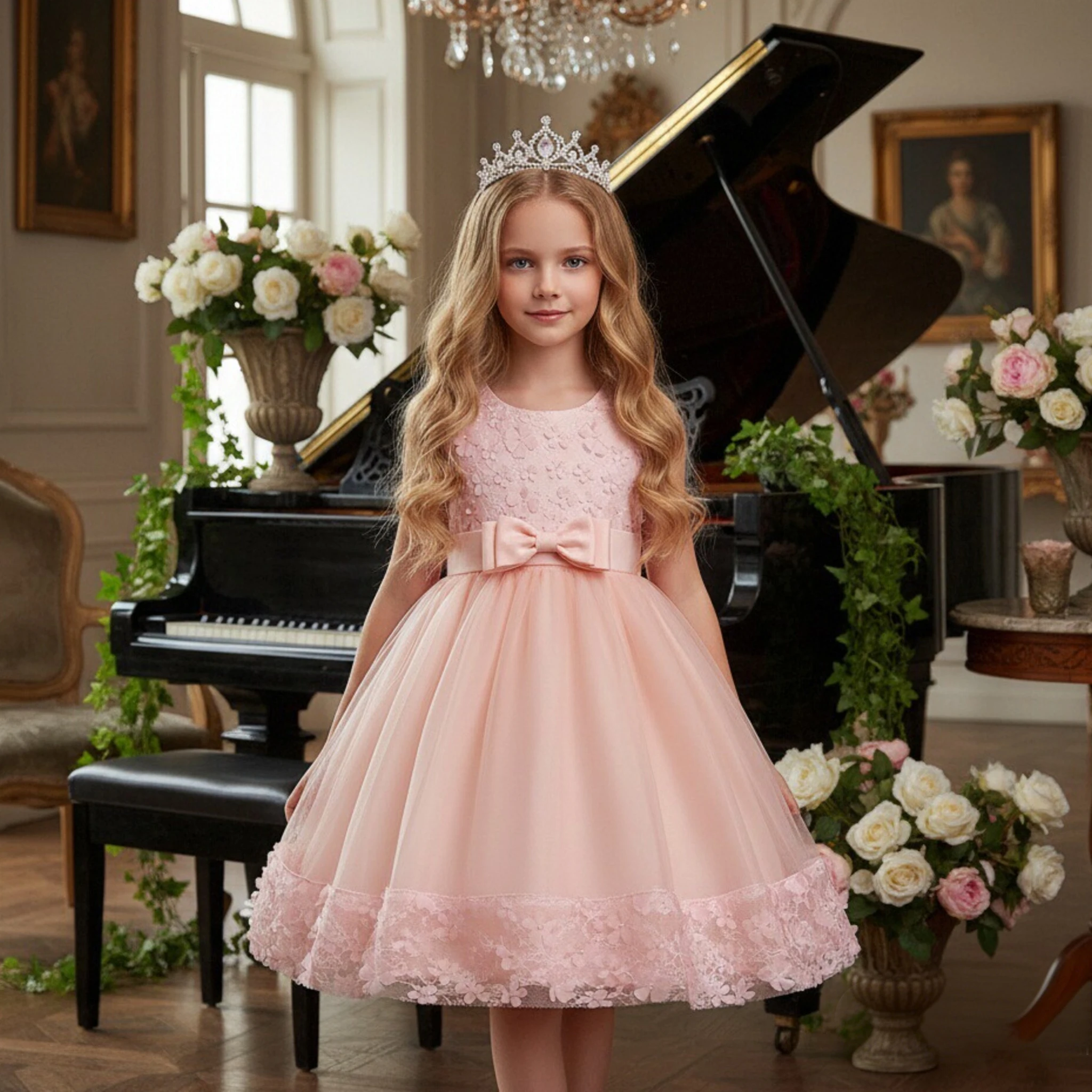 European Style Summer Dresses for Girls of 10 Year Old pink Flower Girls Birthday Dresses Temperament Kid Evening Prom Dress European Style Summer Dresses for Girls of 10 Year Old pink Flower Girls Birthday Dresses Temperament Kid Evening Prom Dress