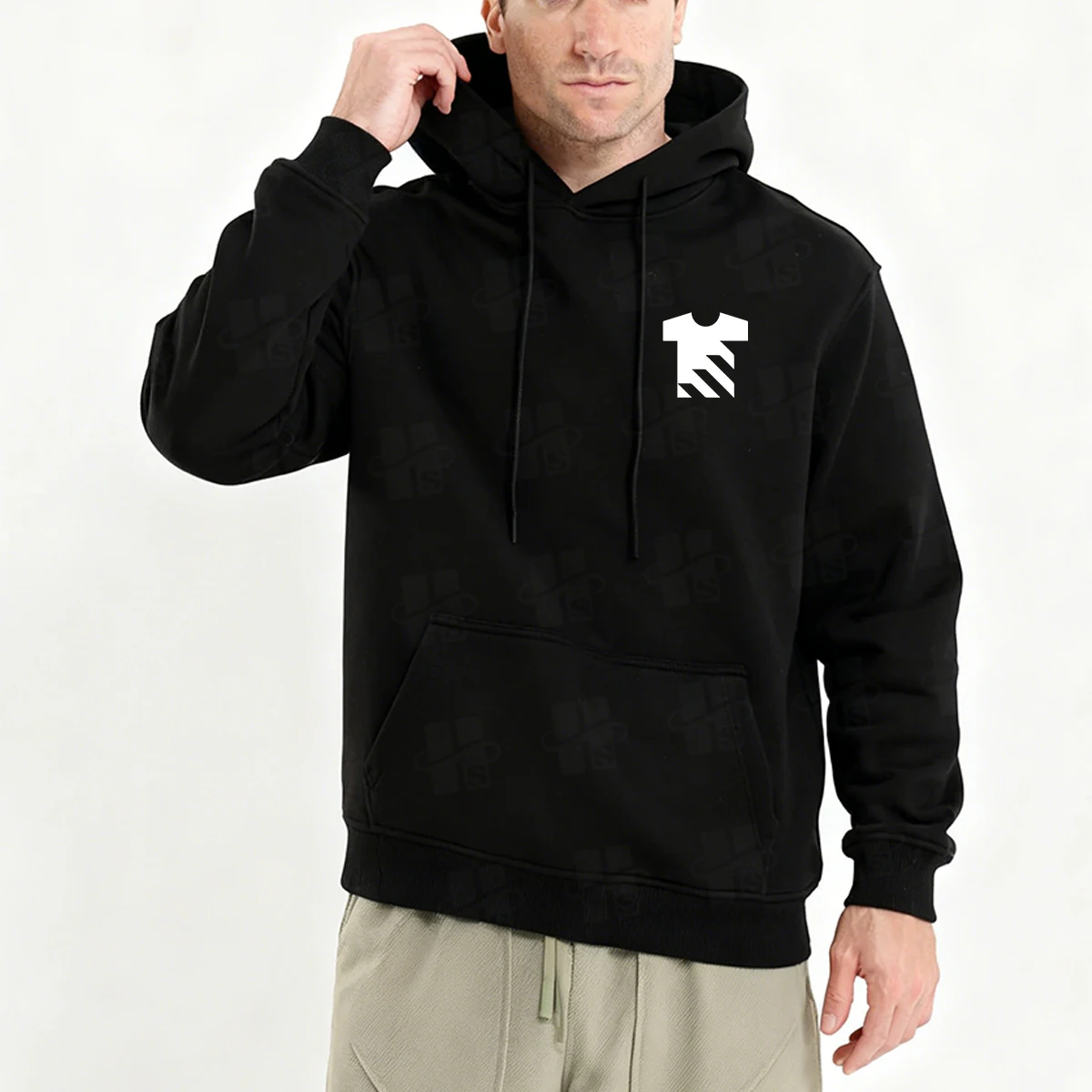 Mens Oversized Hoodie Heavyweight Cotton Fleece Print Pullover Streetwear Hooded Sweatshirt OEM