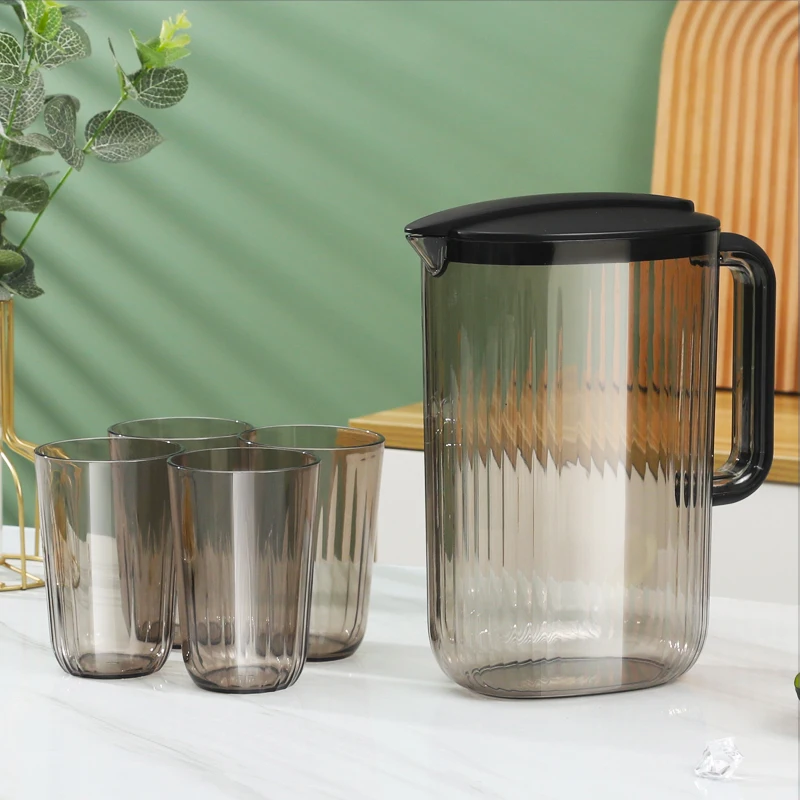 2000ml Large Capacity Jug Juice Coffee Lemon Hot Cold Water Iced Tea Kettle Cups Set Plastic AS Pitcher Sets
