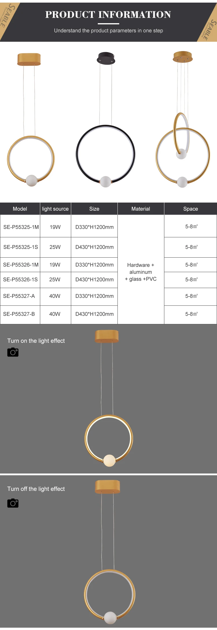 New Product Indoor Hanging Decoration Home Shop Cafe LED Modern Chandelier Pendant Light