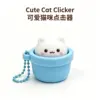 Base azul + gato blanco (clicker + cadena de cuentas)