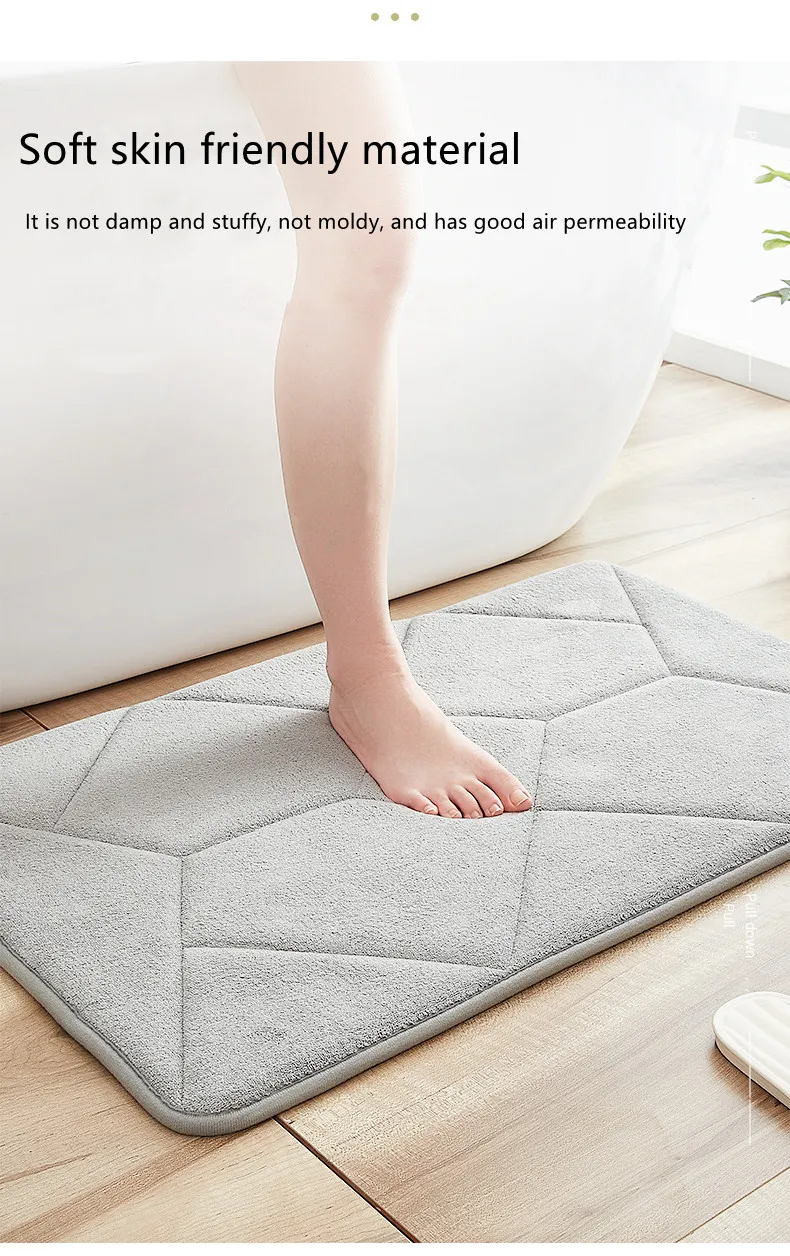 New hot selling Sewing embroidery Memory Foam Absorbent Floor Mat Living Room Non-slip Foot Mat Quadrilateral Bathroom Mat supplier