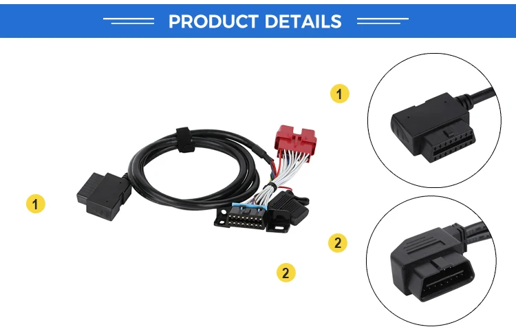 16Pin Male To Right Female With Fush Wire Harness OBD Y Cable With Fush Wire Harness For OBD2 Diagnostic Scanner Fault Code Read manufacture