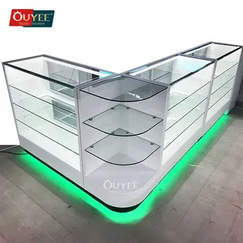 Custom Smoke Shop Showcase Retail Store Display Glass Display Cabinet Tobacco Shop Design Tobacco Display Cabinet With Lights