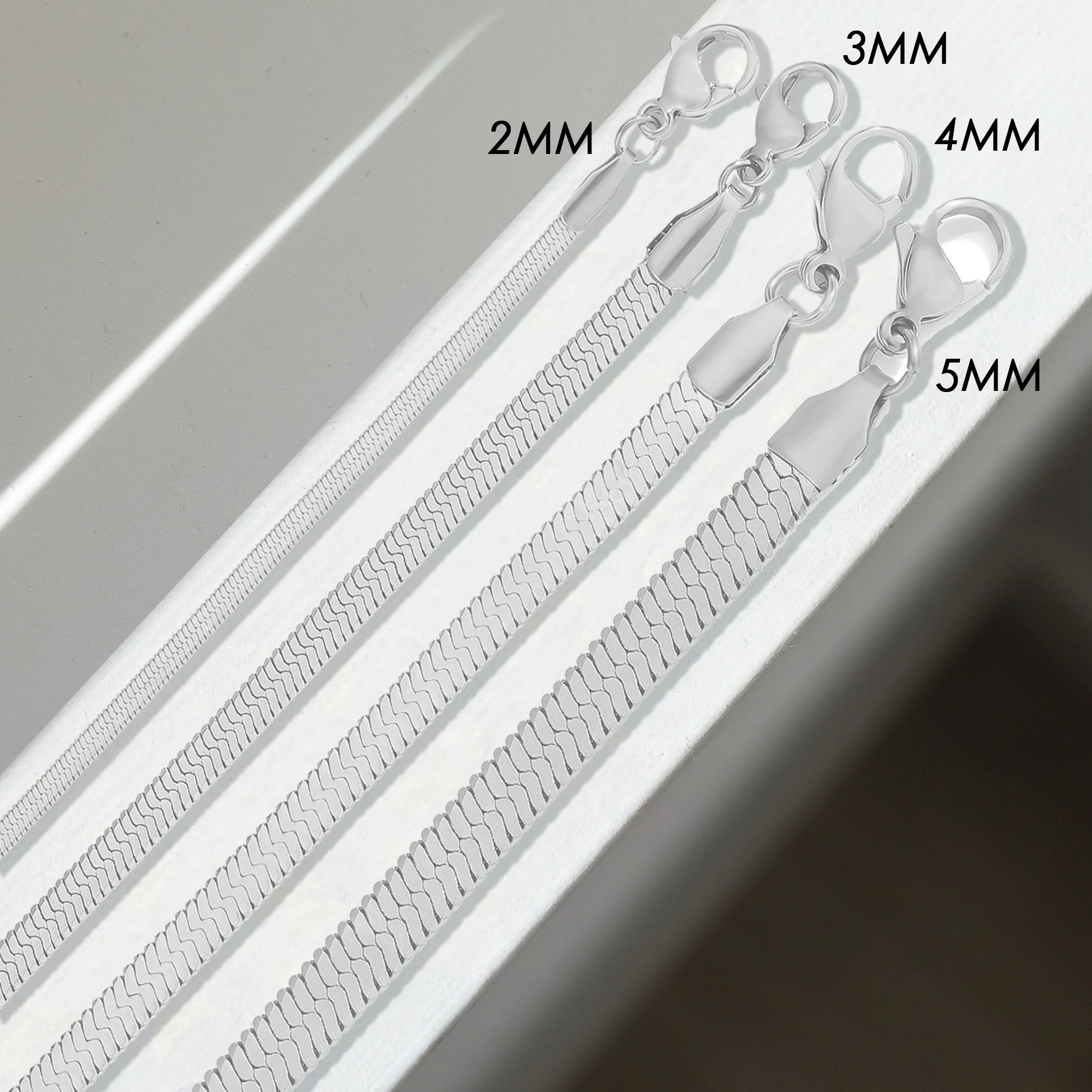 Collana A Catena A Serpente Piatta In Argento Sterling / Collana - Foto 12