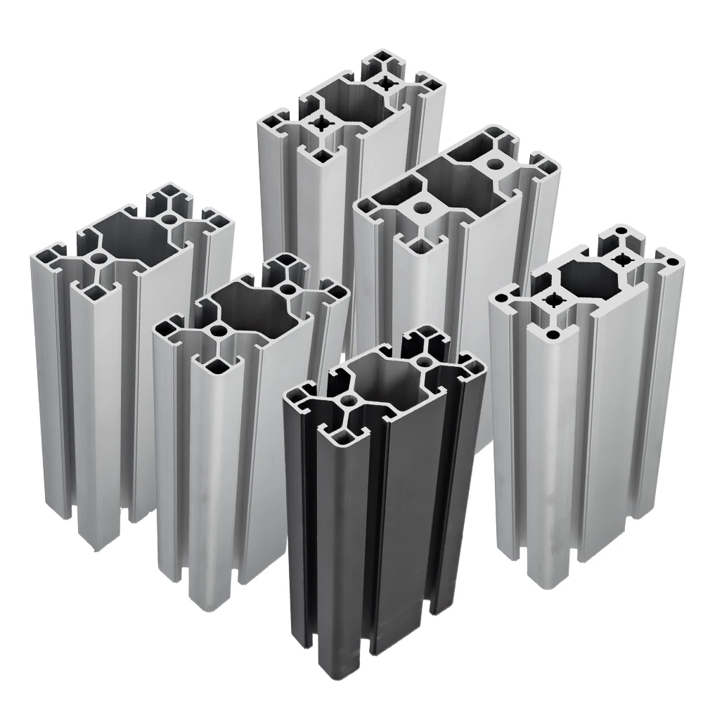 Pasadyang Pabrika Anodized 4080 Aluminum Extrusion Profile Frame 40X80T8-Slot Mga Industriyal na Aluminum na Profile HS137 Itim na Pagputol