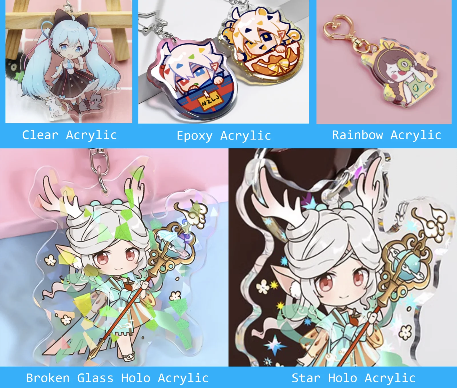 Wxu Double Sided Translucent Standee Charm Acrylic Anime Stands For Anime Expo Customized