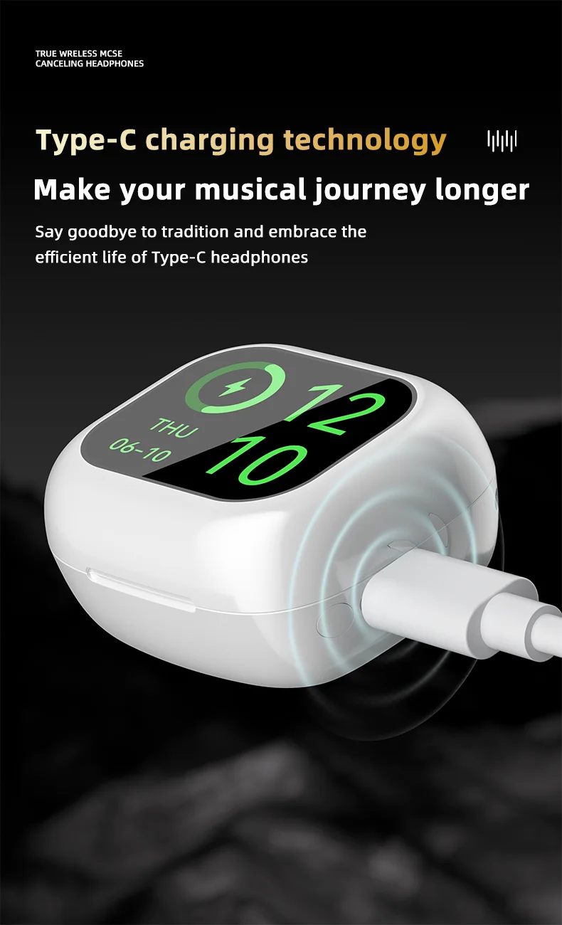 TWS WT-7 Earphone Wireless BT V8 Earbuds ANC Noise Cancelling Headphone In Ear Touch Screen Controls Headset