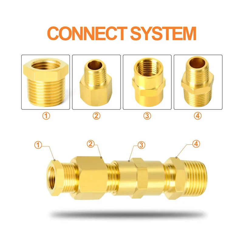 Hooshing 3PCS Ottone Riduzione Esagonale Boccola 3/8 "NPT - Foto 2