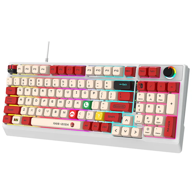 2024 Mario Wired Mechanical Gaming Keyboard with RGB Lighting