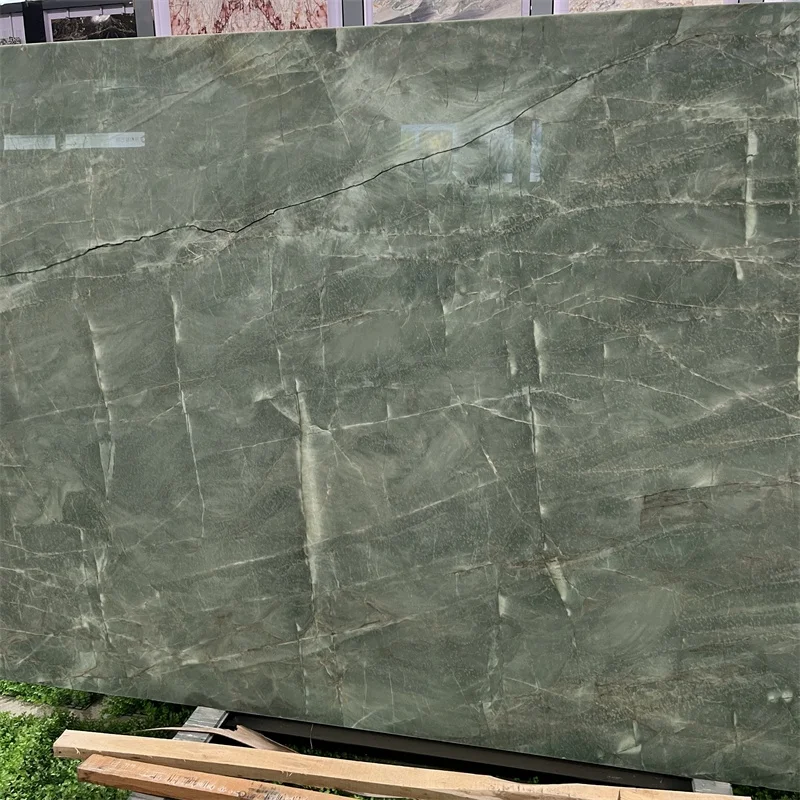Розкішні плити з емeraldно-зеленого кварциту для стін-фона, високоякісний природний зелений екзотичний камінь для робочих поверхонь