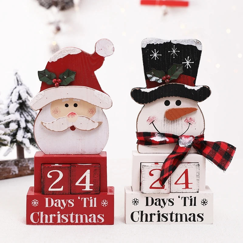 Xmas Wooden Advent Calendar Christmas Countdown Snowman Calendar LJ 