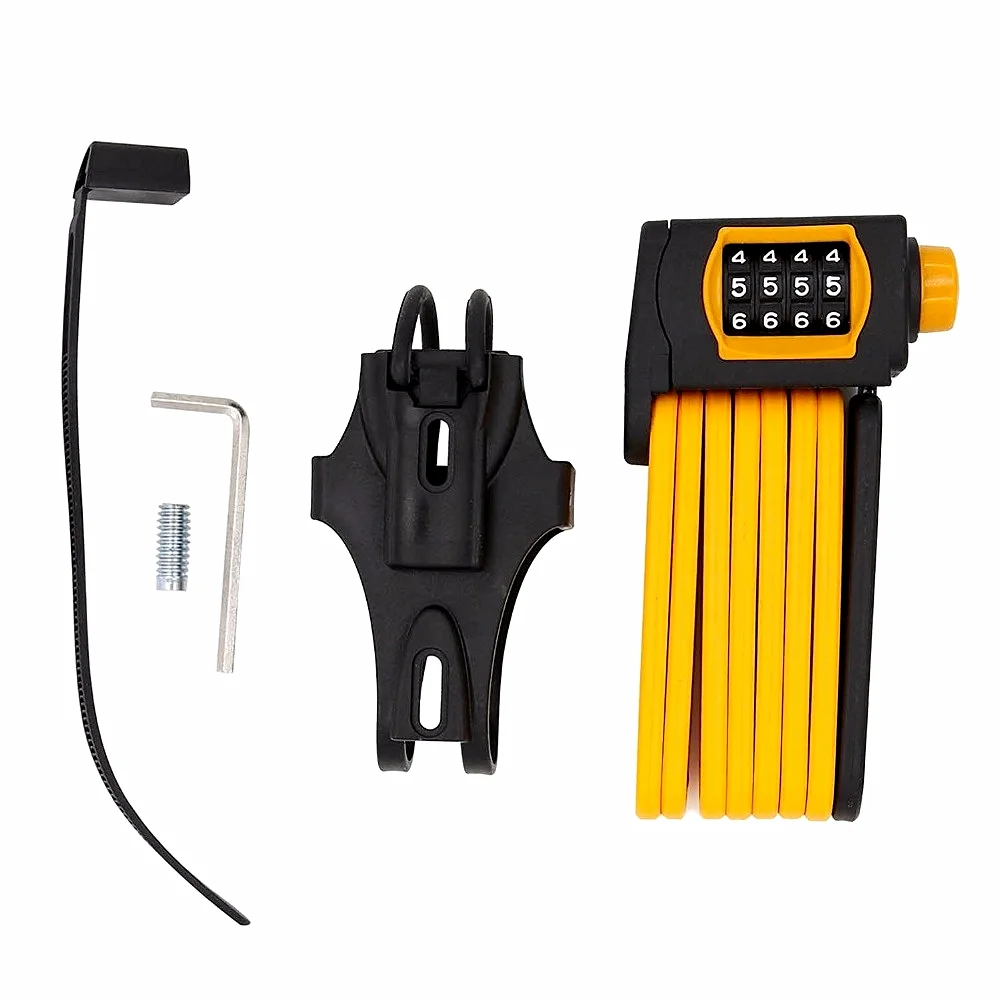 Bike Folding Lock Combination 4 Digit Steel Cube Shape Deployable Black