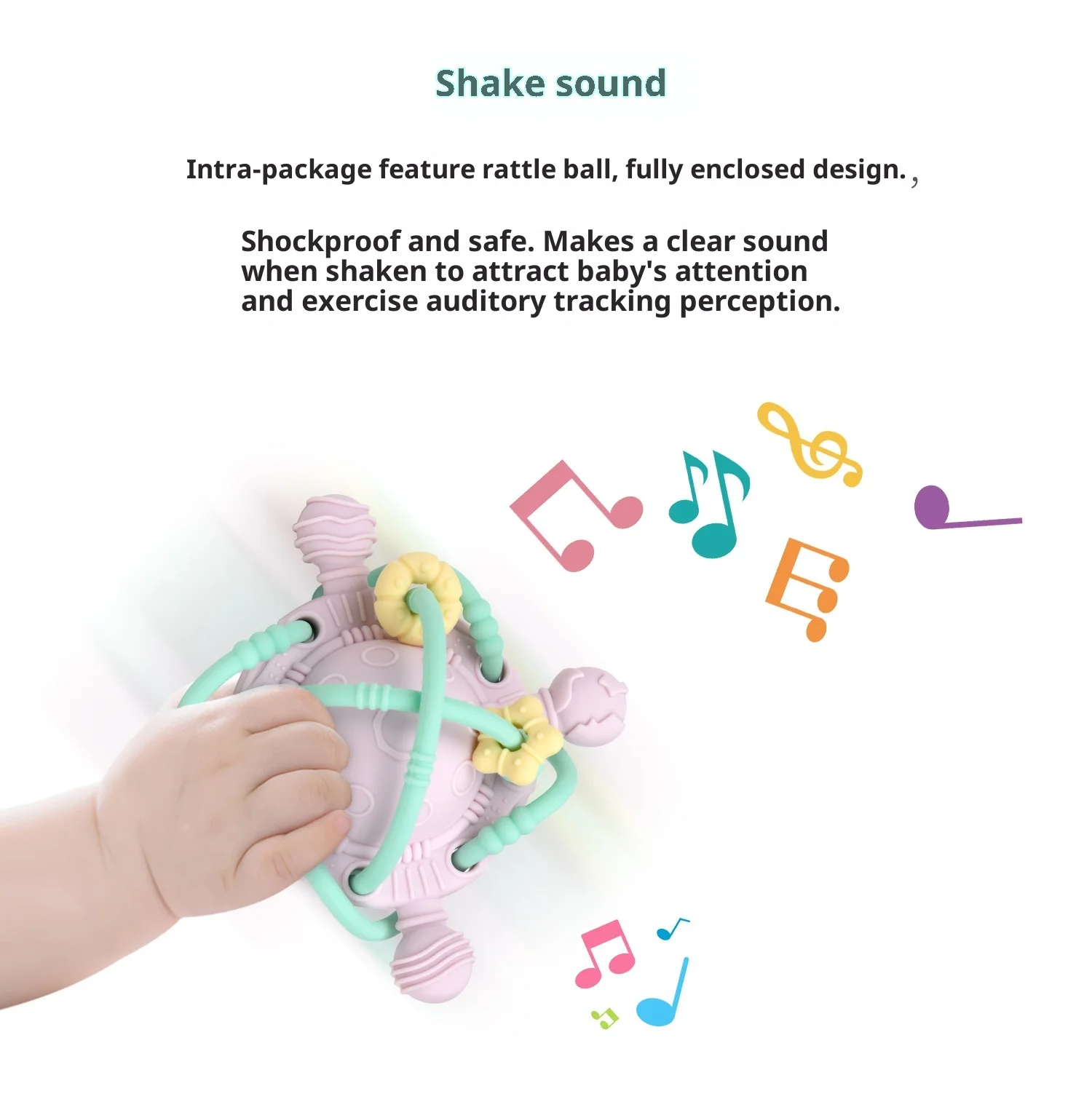 Baby Hand Grasping Ball Rattle Soft Toy 0-2 Years Old Early Education Teething Silicone Manhattan details