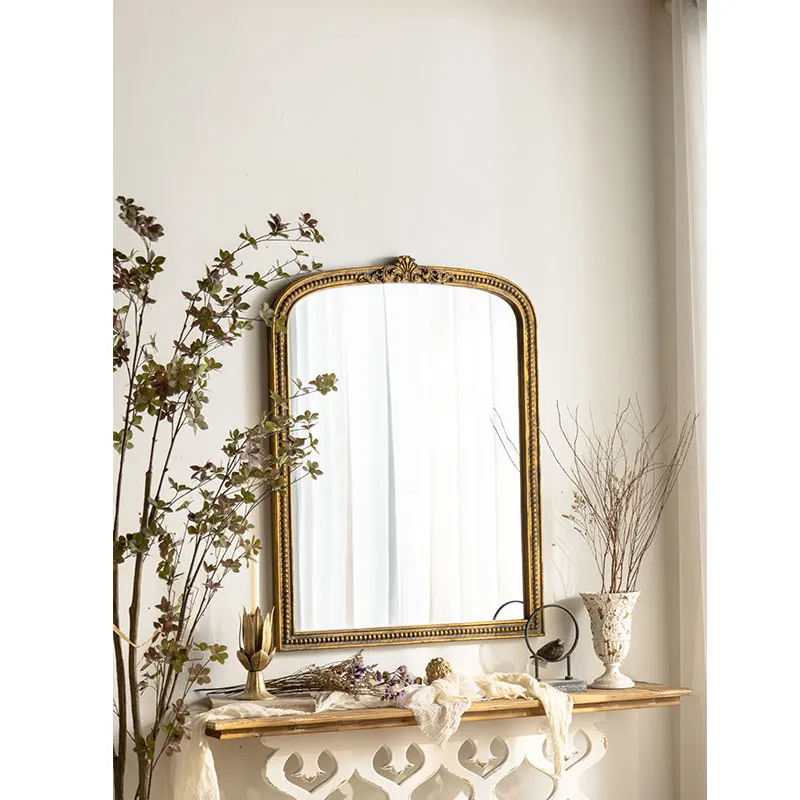 Modern Luxury Gold Mirror Wall Decorative Metal Framed Miroir Nordic Long Arch Big Wall Mirror