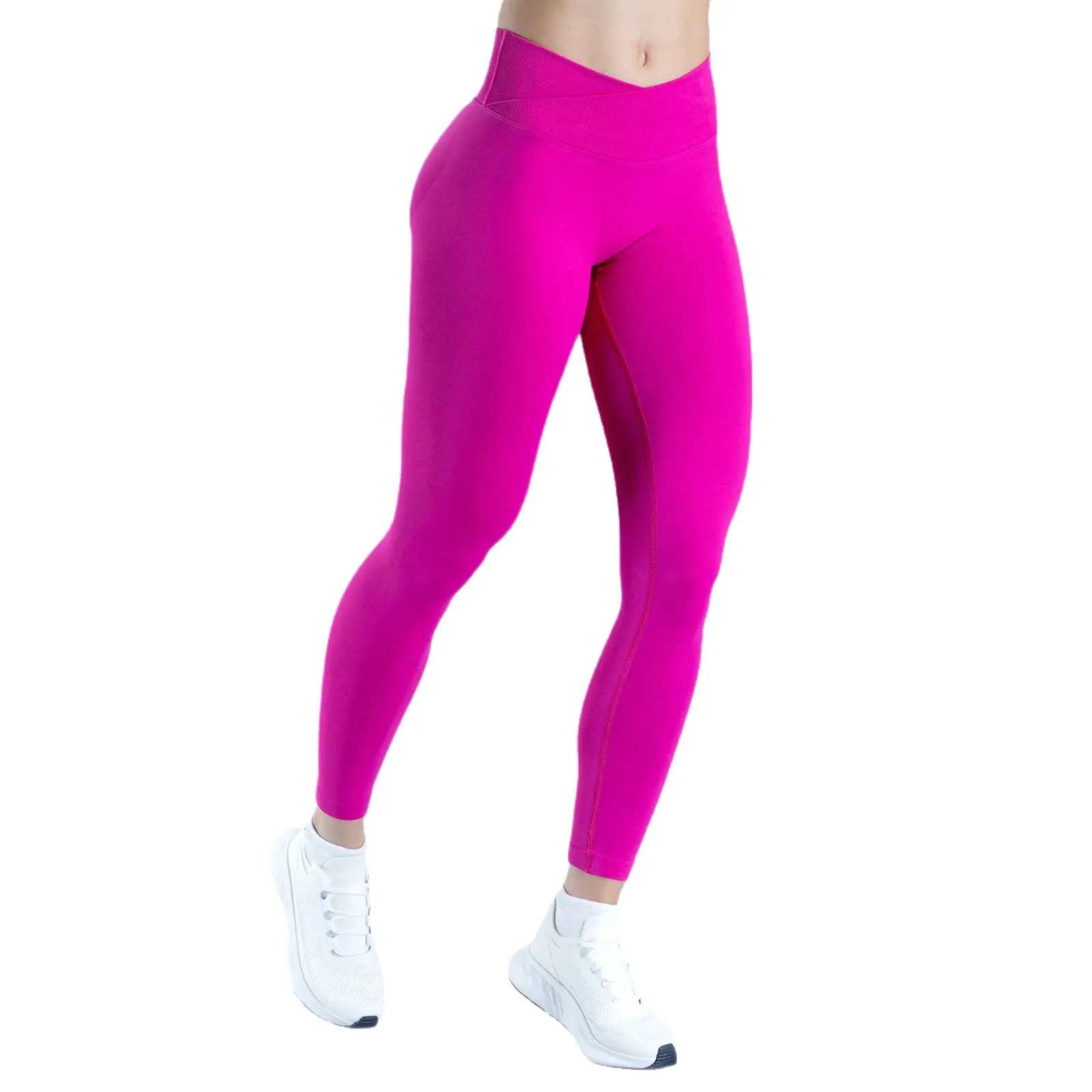 Cross Waist Pleated Yoga Pants Hip-Lifting High Waist Seamless Design Nylon/Spandex Legg