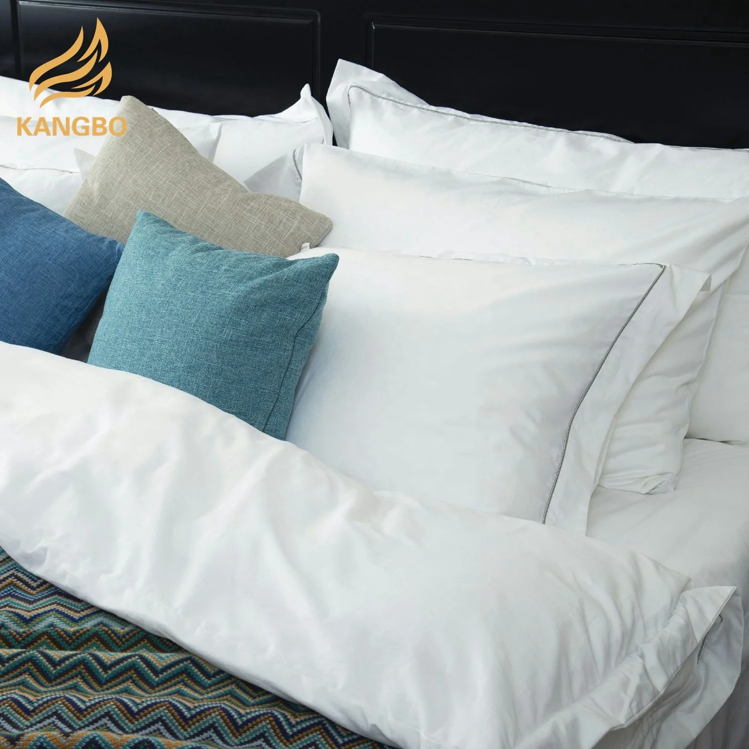 Atacado 100% cotton plain white bedding sets bed sheet for home hotel