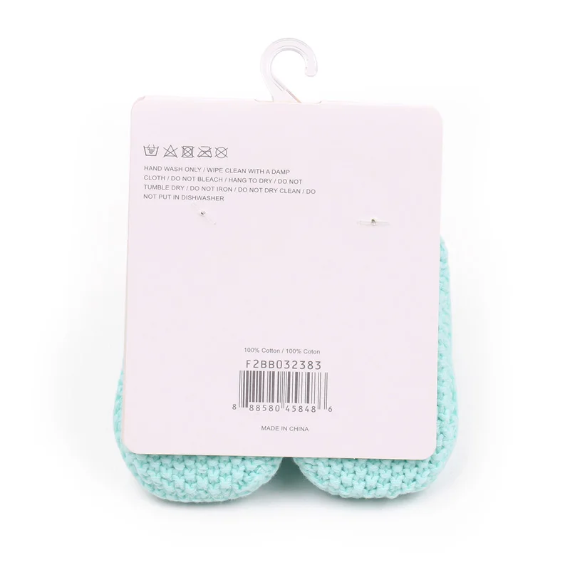 New Arrival Casual Soft-Sole Wool Crochet Socks Newborn Baby Shoes with Hanger Card Packing details