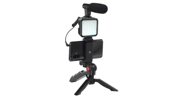 Best Selling Smartphone Vlogging Equipment Shotgun Recording Microphone LED Video Light Vlogging Kit with Tripod Stand product image