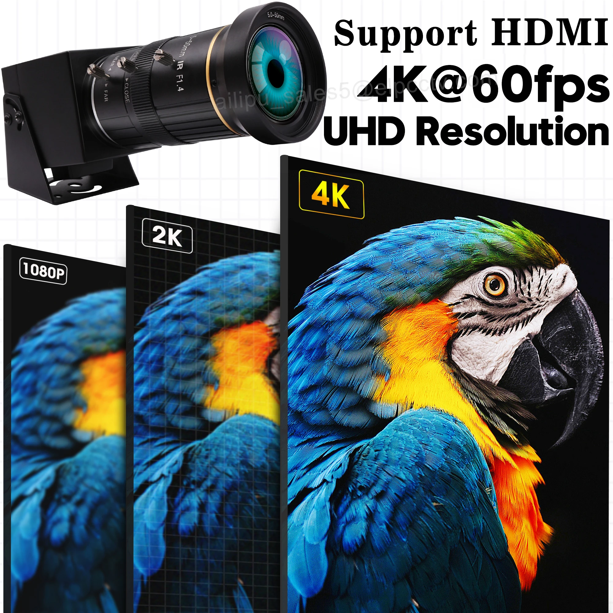 ELP 4K USB 3.0 Camera with 10X Zoom - Ideal for Security