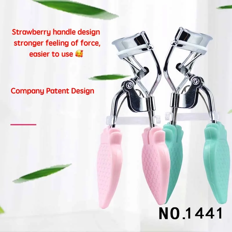 Best Quality Strawberry Handle Design Private Label Eyelashes Curler logo for Eyelash Curler Tools