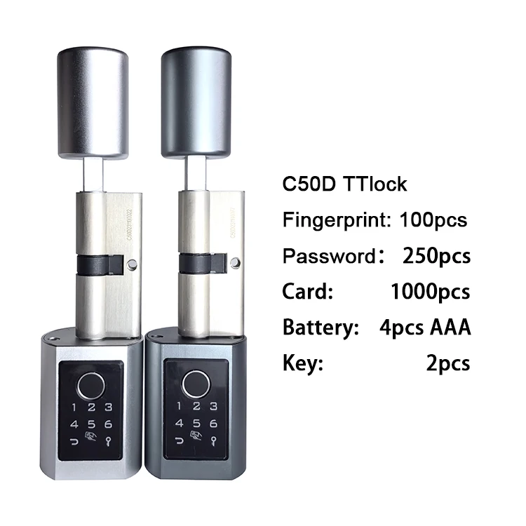Smart Ttlock Cylinder Fingerprint Door Lock Password Card OTP Doors Handle with Locks & Keys Digital Cerradura Inteligente