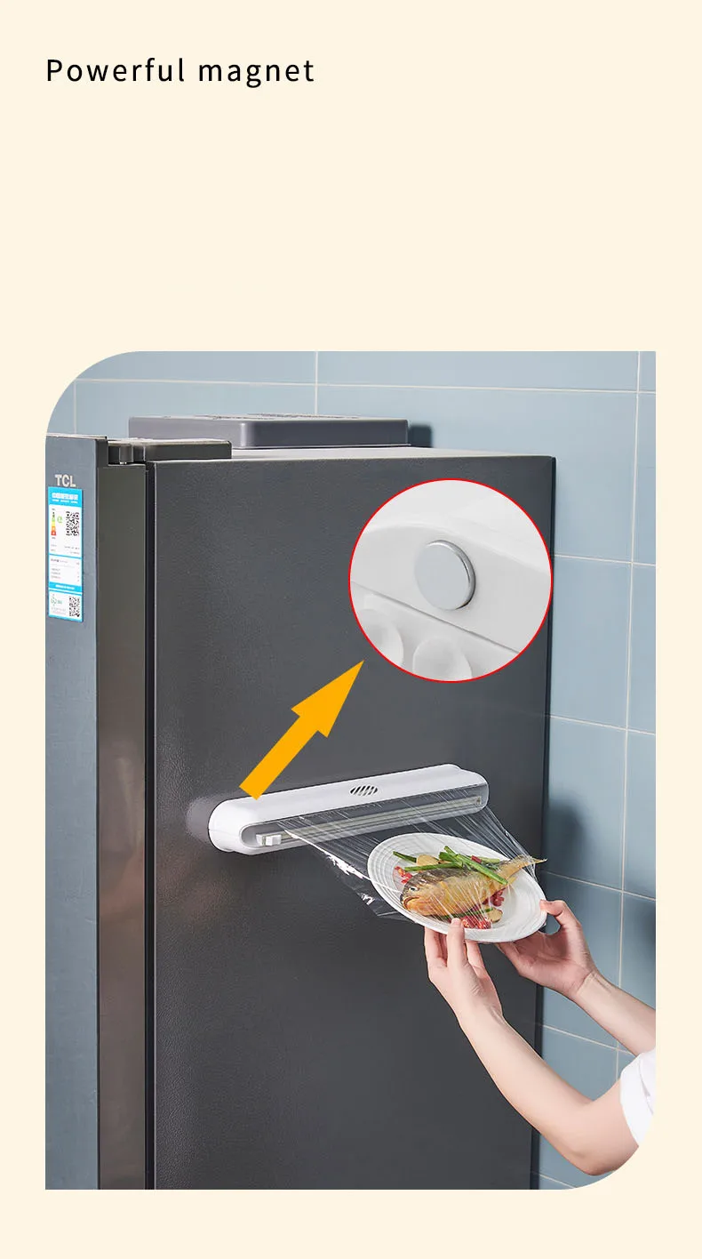 Plastic Wrap Dispenser Kitchen Cling Food Wrap Cutter Dispenser Preservative Film Cutter Home Storage Holder Kitchen Accessories