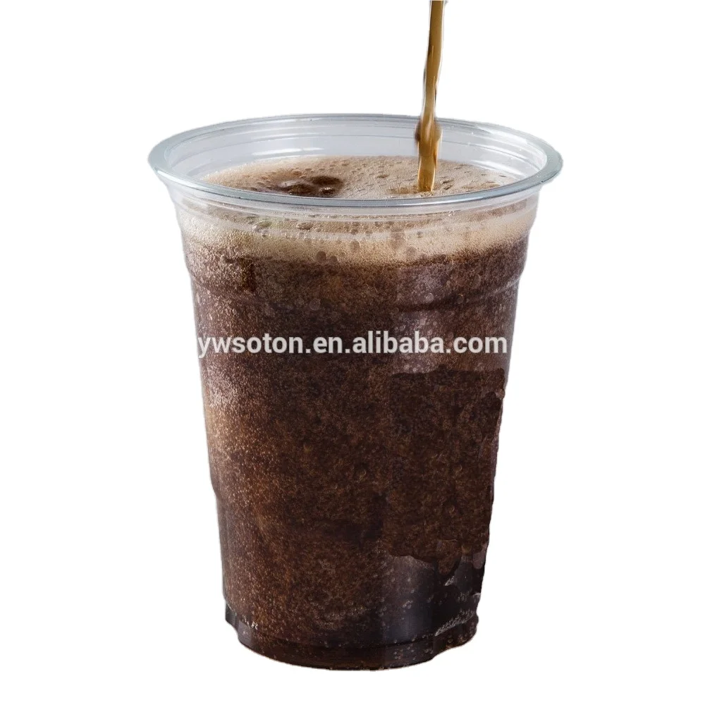 Clear PET Cups With Flat Lids for Iced Coffee Cold Drinks Plastic Cups