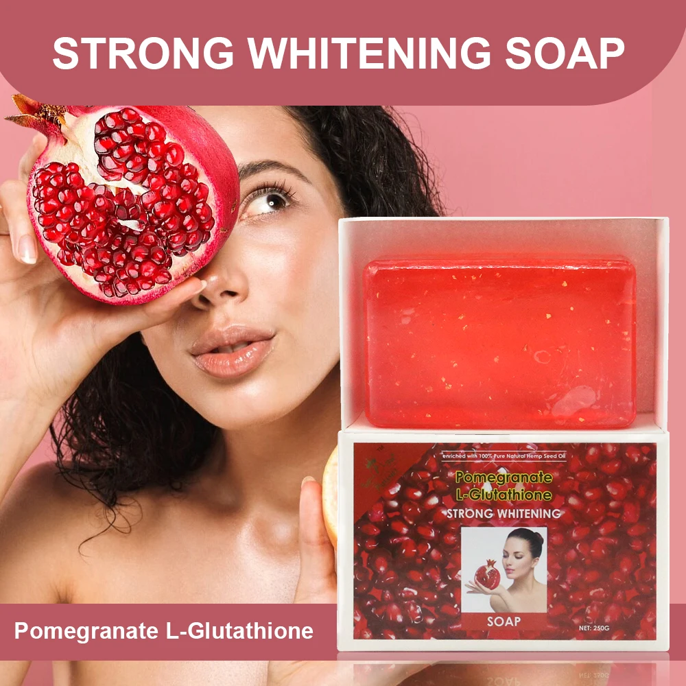 glutathion extra Oem/Odm Natural Handmade Soap Pomegranate L-Gluta Strongly Whitening Soap  Private Label Luxury Body Facial Skincare Bath Soaps
