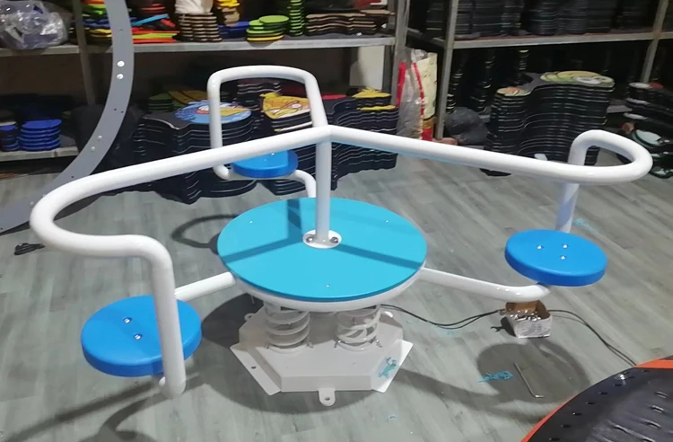 High-quality children's spring seesaw with safety guards, designed for outdoor playground equipment.