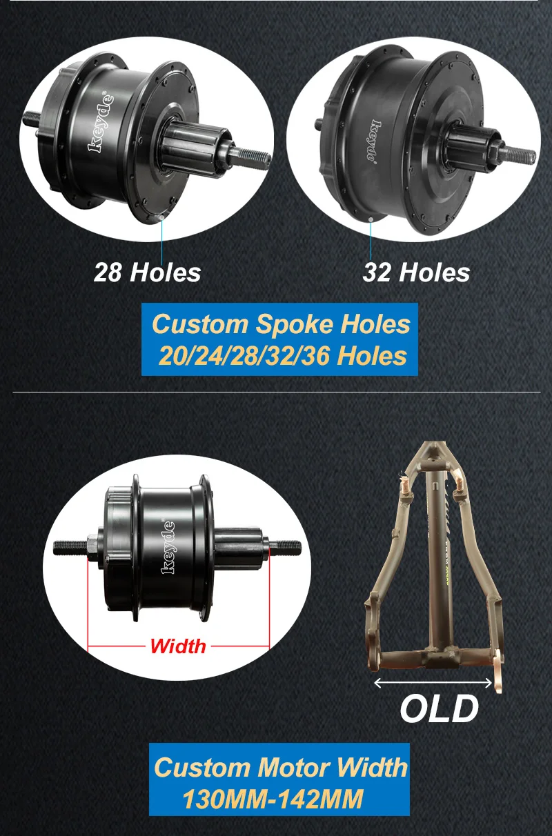 Keyde New 24V/33V/36V Thru Axle Rear Hub Motor Electric Bicycle Max 500W  Built-in Controller Sensor Hub Motor Custom Logo - Main Image