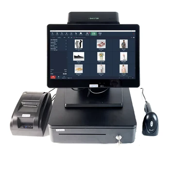 I5 win10 14inch Pos Machine Cash Register System with Free Software Retails Printer Cashbox Scanner