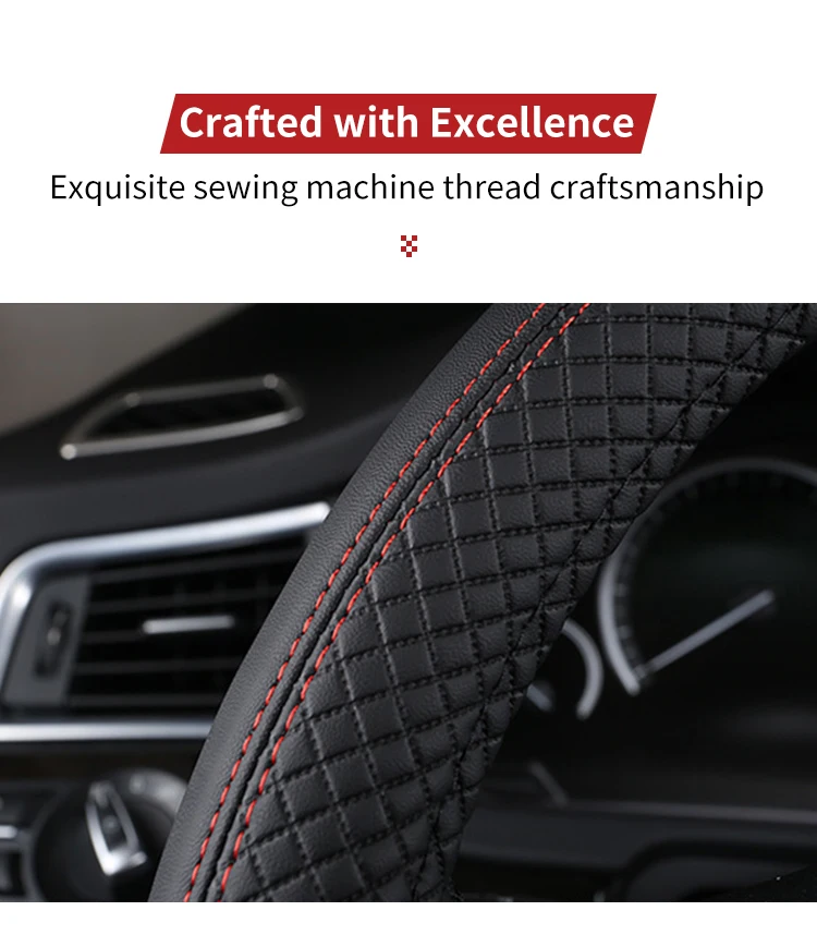 Car Steering Wheel Sport Splicing Diamond PU Leather Hand Wheel Cover Universal Steering Wheel Cover Interior Accessories