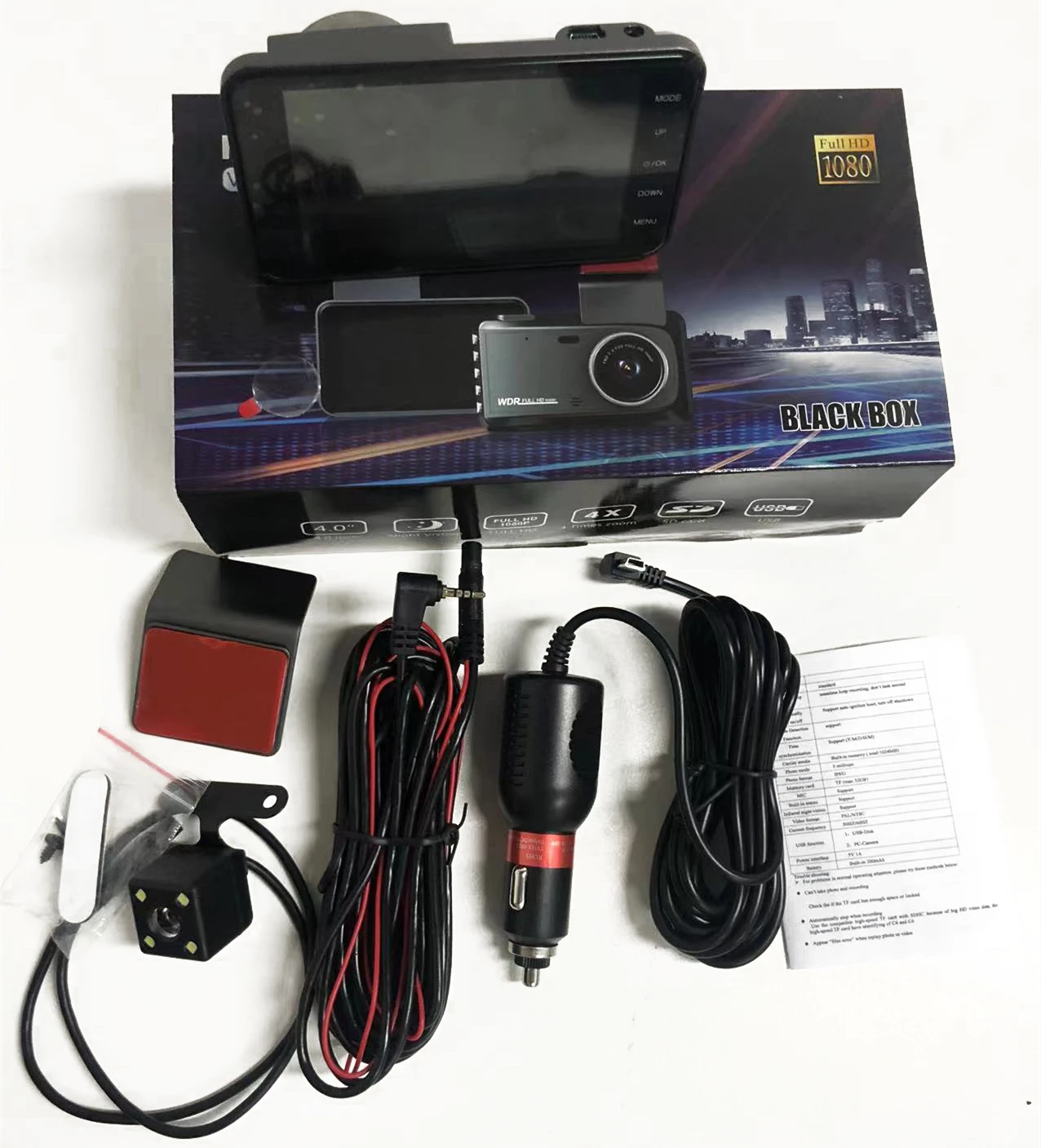 4 Inch Hidden Built In Wifi Fhd 1080p Dual Lens Front And Rear Dvr