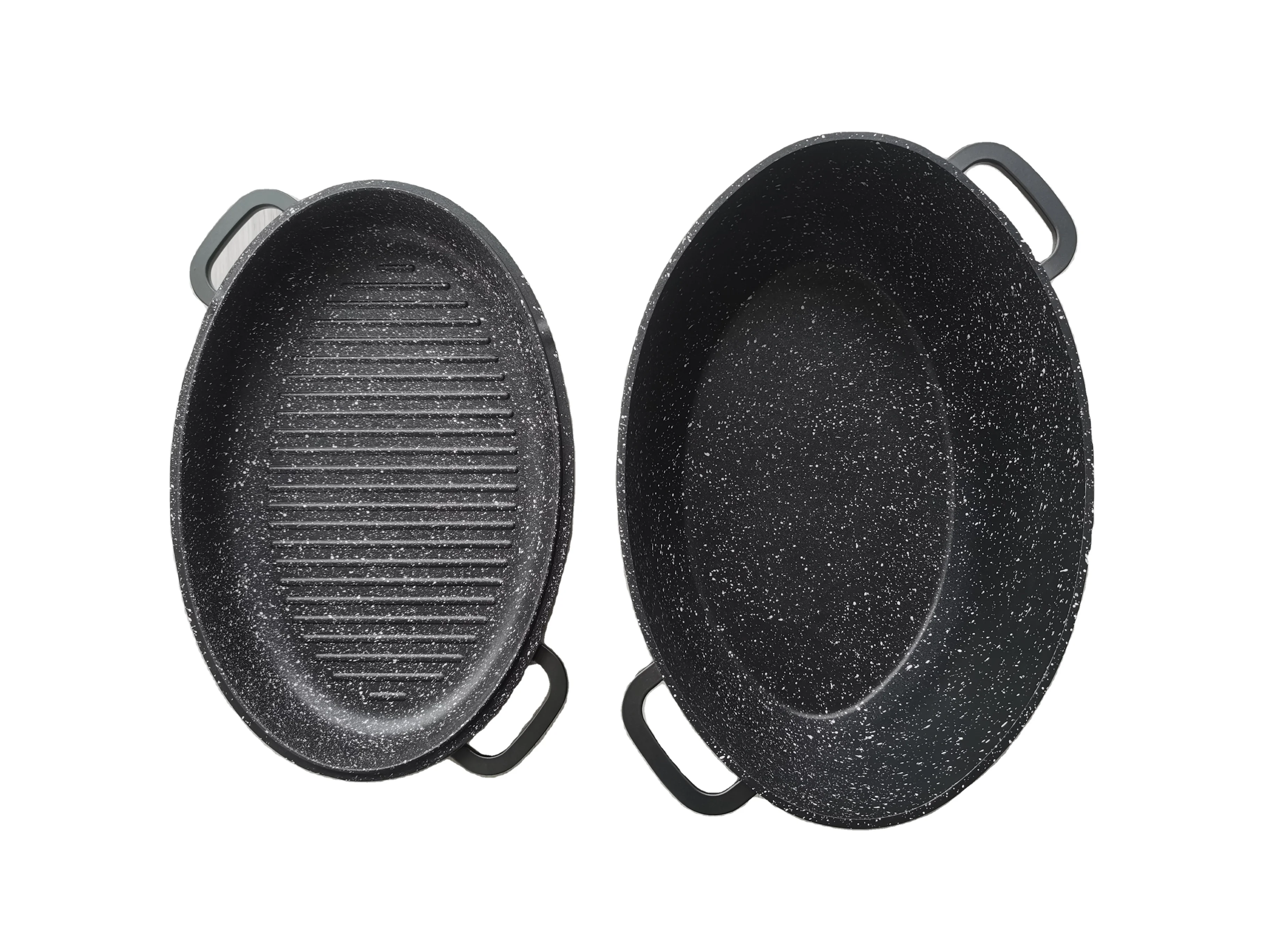High Quality OEM Good Performance Oval Durable Classic Non-Stick Aluminum  Cookware Fish Bake Roaster Grill Pan