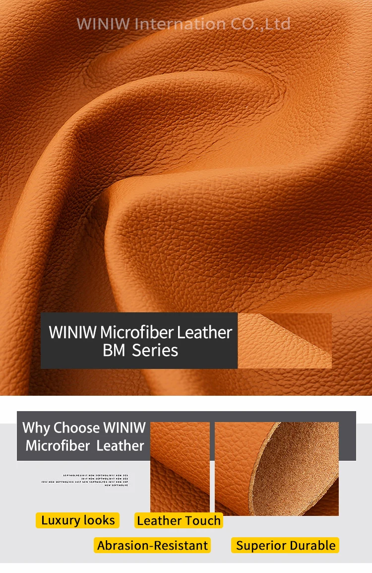 Eco Friendly Waterproof Abrasion-Resistant Embossed BM Black Microfiber ...