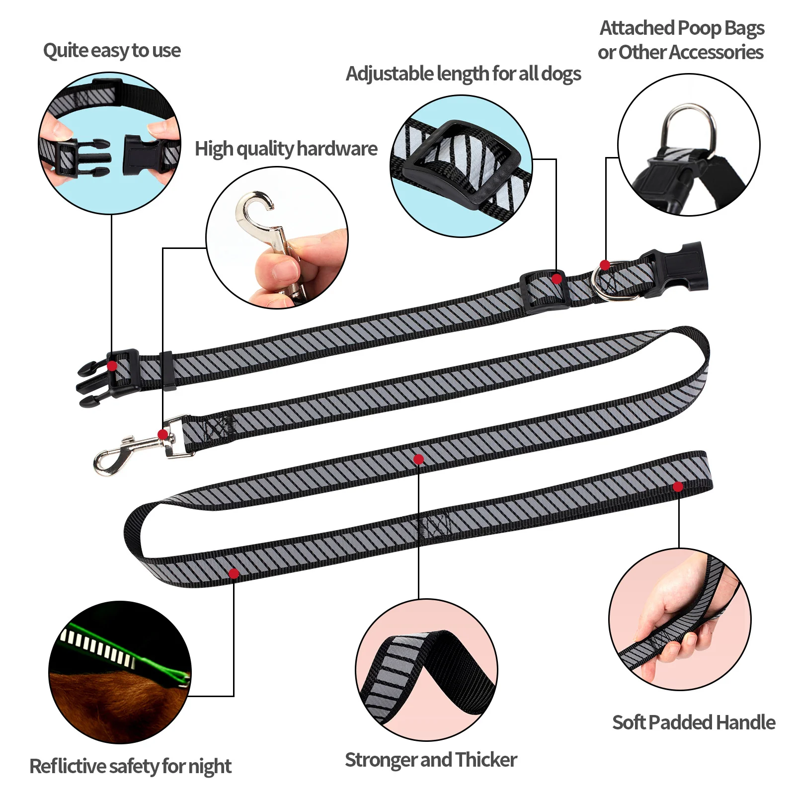 Lymon Pet Leashes Wholesale High Quality Dog Leash Nylon Reflective