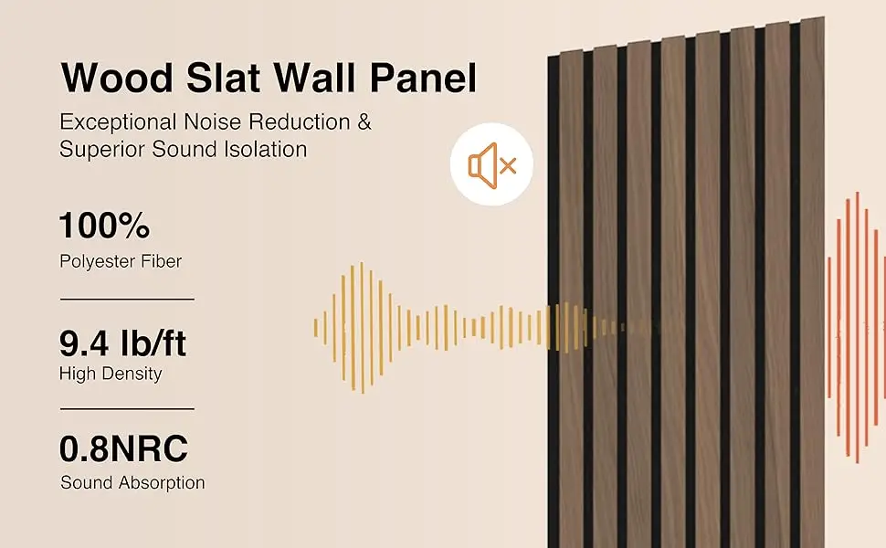 Modern Design Acoustic Slat Wood Panels 2 Pcs Soundproof Decor Wall Panels for Hotel Apartment School Hospital Graphic Design details