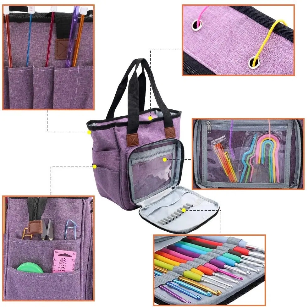 Новый дизайн, переносная вместительная вязальная пряжа и крючки