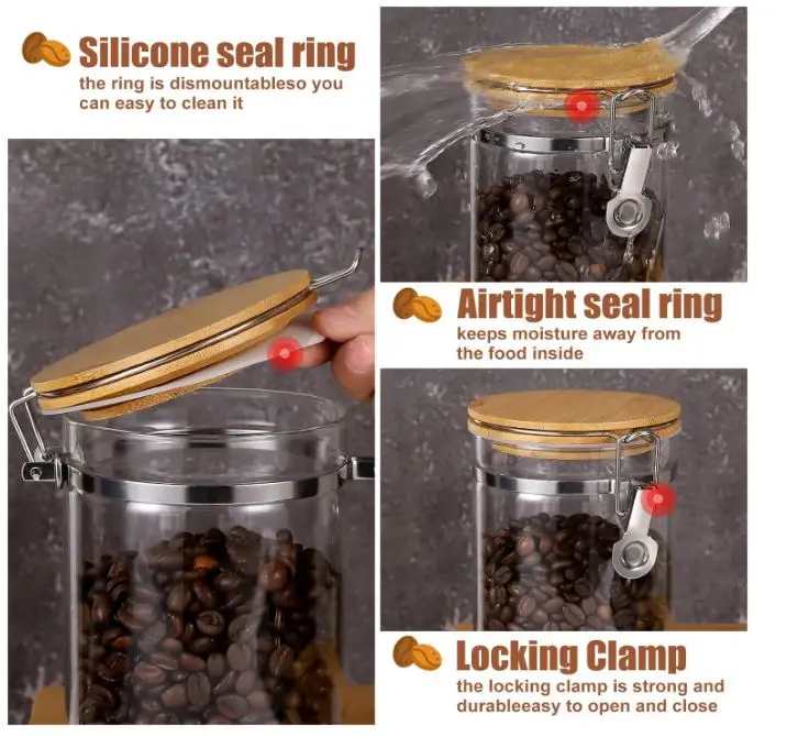 Glass Coffee Containers With Central Perk Shelf, 2pcs 49oz Coffee Grounds Container With Spoon and Funnel, Coffee Canister