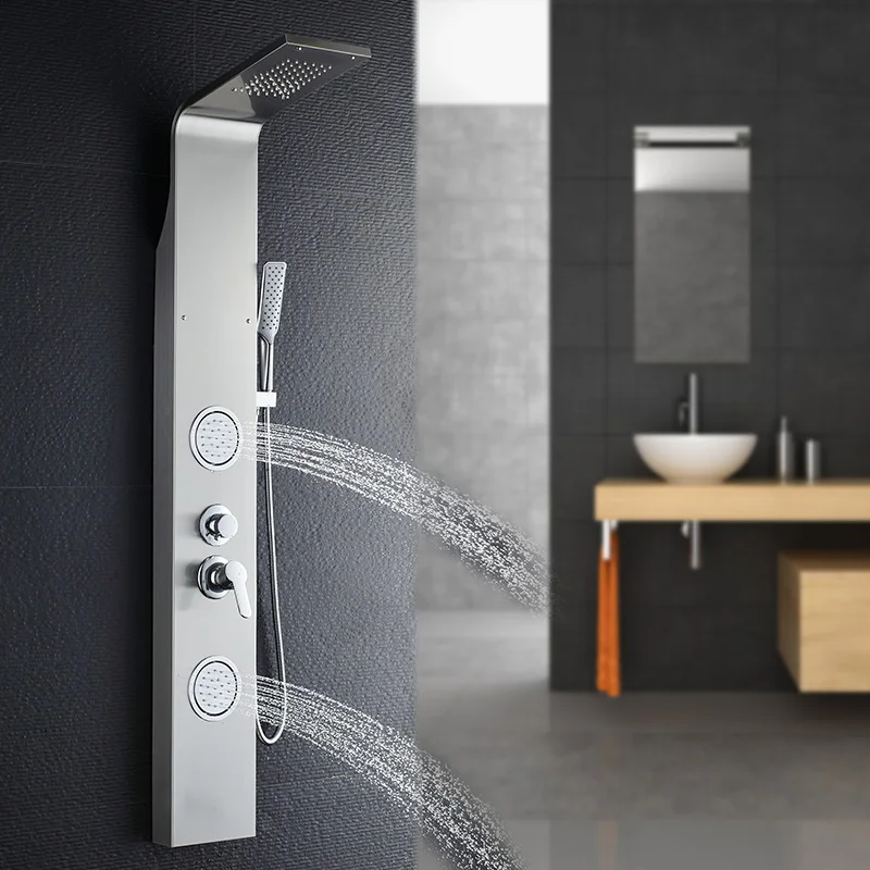 Современный дизайн термостатический смеситель для душа Ванная комната 304 из нержавеющей стали ванной комнаты настенный водопад душевой доска Массажная