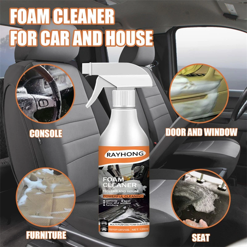 Rayhong 120ml Multi Purpose Foam Cleaner Furniture Cleaning Agent Car Form Console Seat Door Window Foaming Cleaner