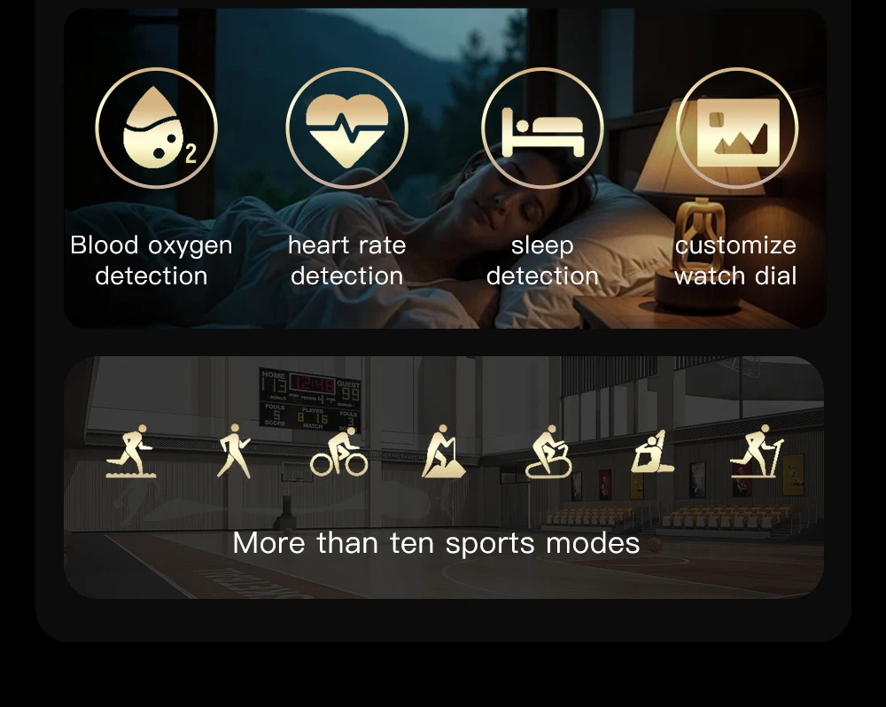 BW16 Smartwatch avec fente SIM 24H surveillance de la santé Modes multisports caméra rétractable BT appel télécommande traqueur de sommeil