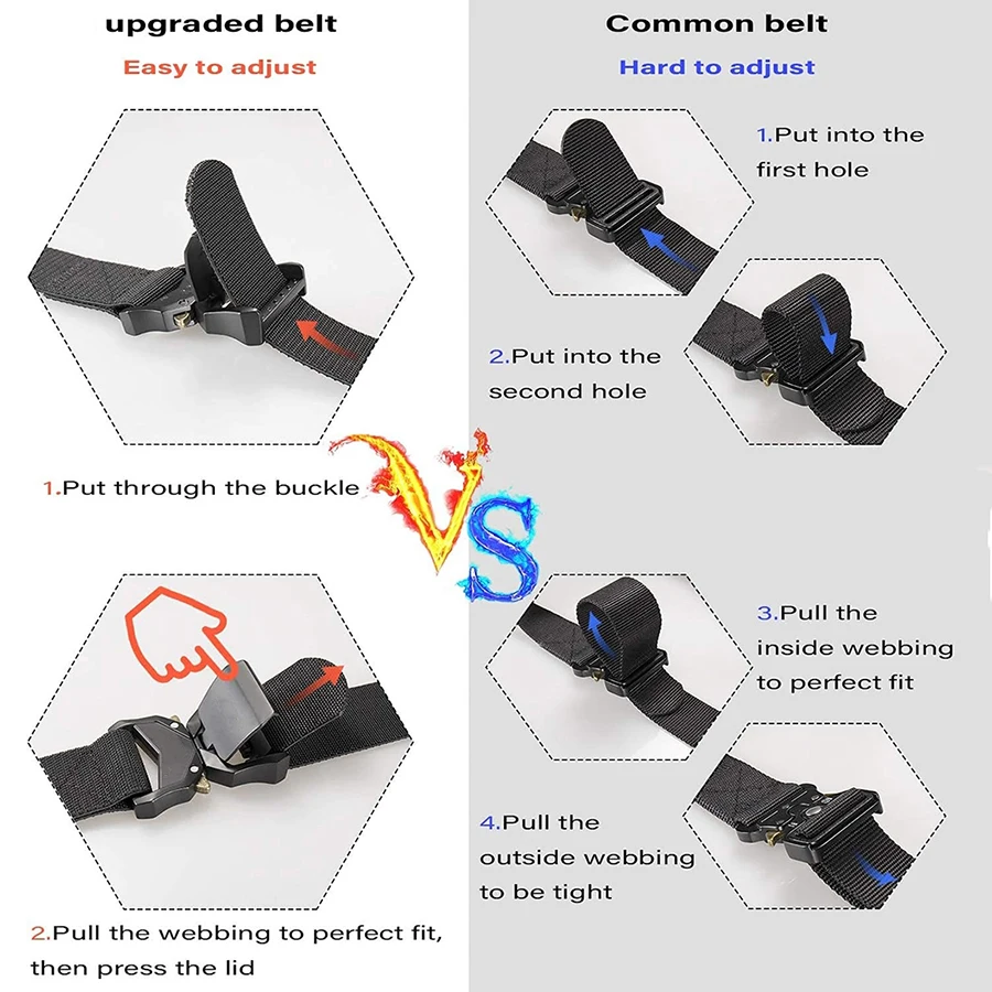 Tactical Belt Training Durable Hiking Rigger Nylon Web Work Belt with Heavy Duty Quick Release Buckle