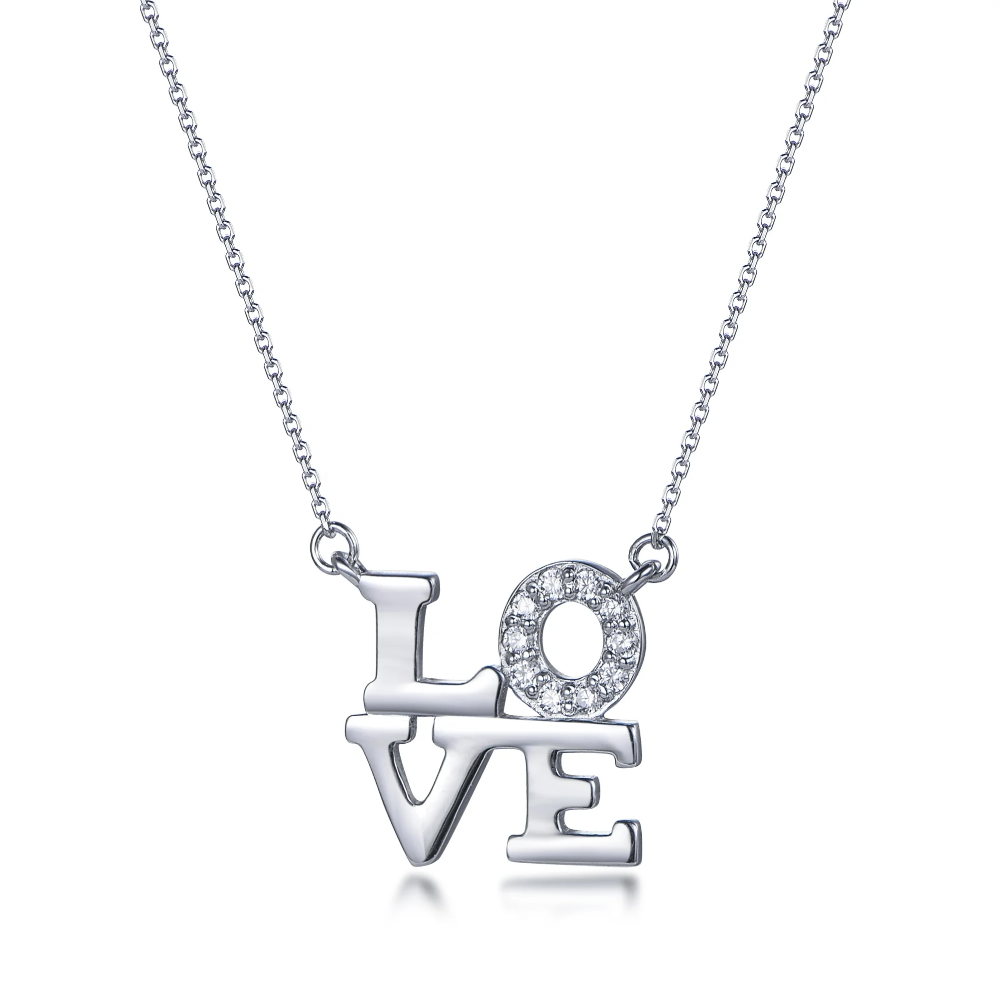 Love Script Letter Word 925 Sterling Silver Necklace Girlfriend Wife Love Letter Word Crystal Lover Valentine Letter Necklace