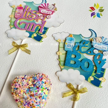 Baby Birthday Cake Decoration 1st Year Cake Plug-in exquisite Cake toppers baby girl happy birthday topper