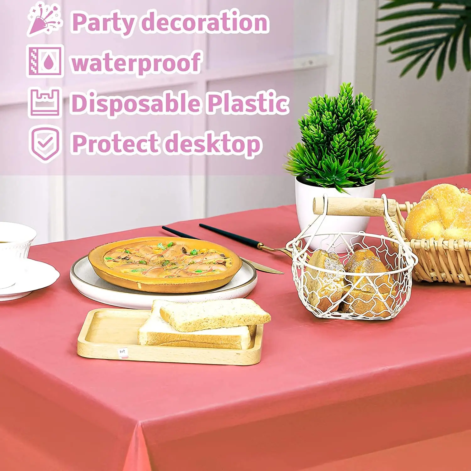 Custom Sportthemed Square Plastic Tablecloth Waterproof Clear Dining