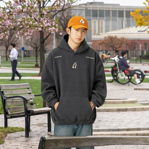 OEM & ODM 100% Polyester Padded Hooded Collar Heavyweight 430G Letter Pattern for Autumn Season  Men's Hoodies & Sweatshirts