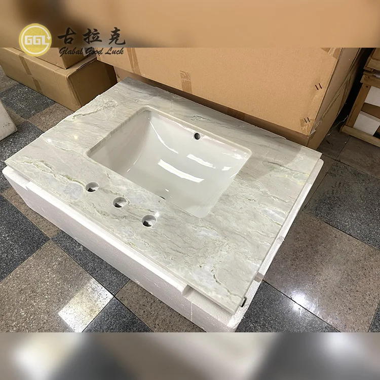 Fashion Counter Top Wash Basin Stone Marble Bathroom Vanity Top for Hotel Bathroom Decor